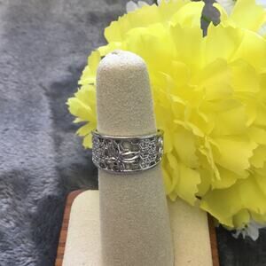 Sterling Silver Honeycomb Bee Crystals Ring